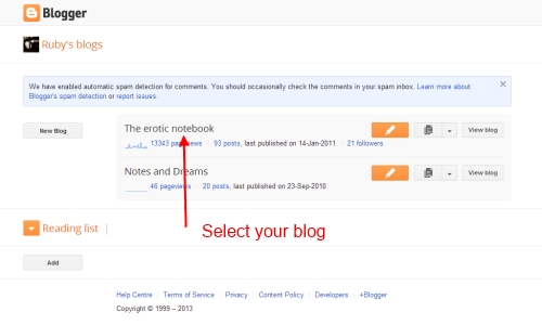 how to export a blog from blogger step 1