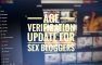 Image that reads Age Verification update for sex bloggers